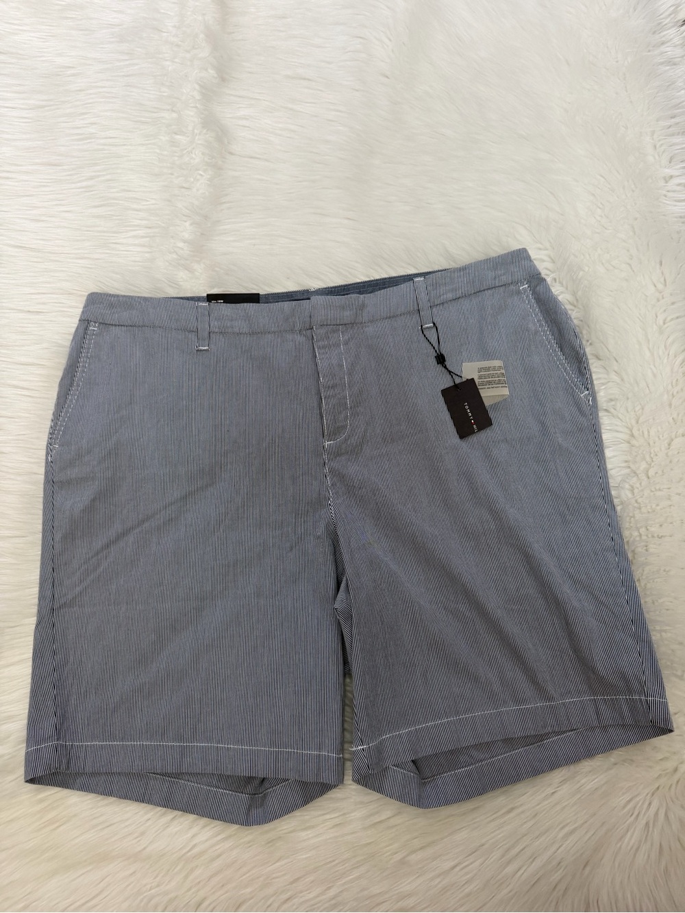 Tommy Hilfiger Hollywood Lightweight Blue Stripe Chino Shorts Sz 18W